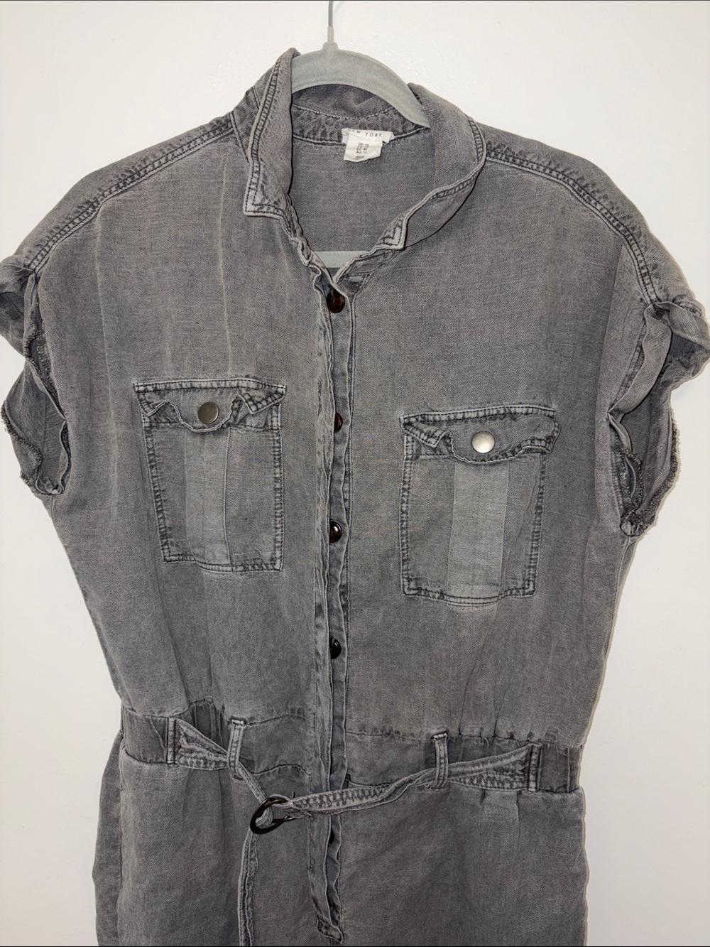 EUC - Nicole Miller New York size 14 washed charcoal grey jumpsuit. - Picture 4 of 7